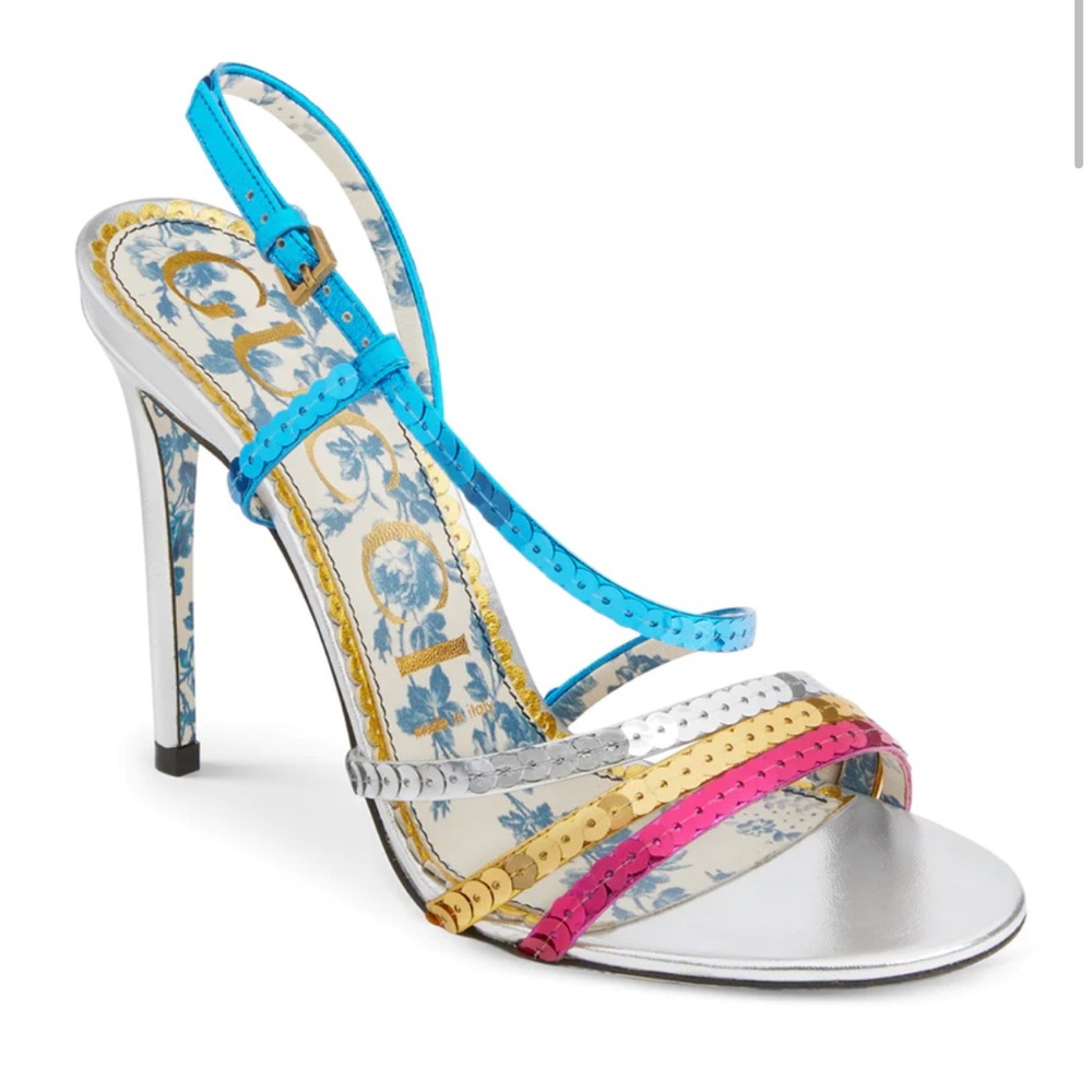Gucci Haines 105 Metallic Sequin Heels SZ 37.5